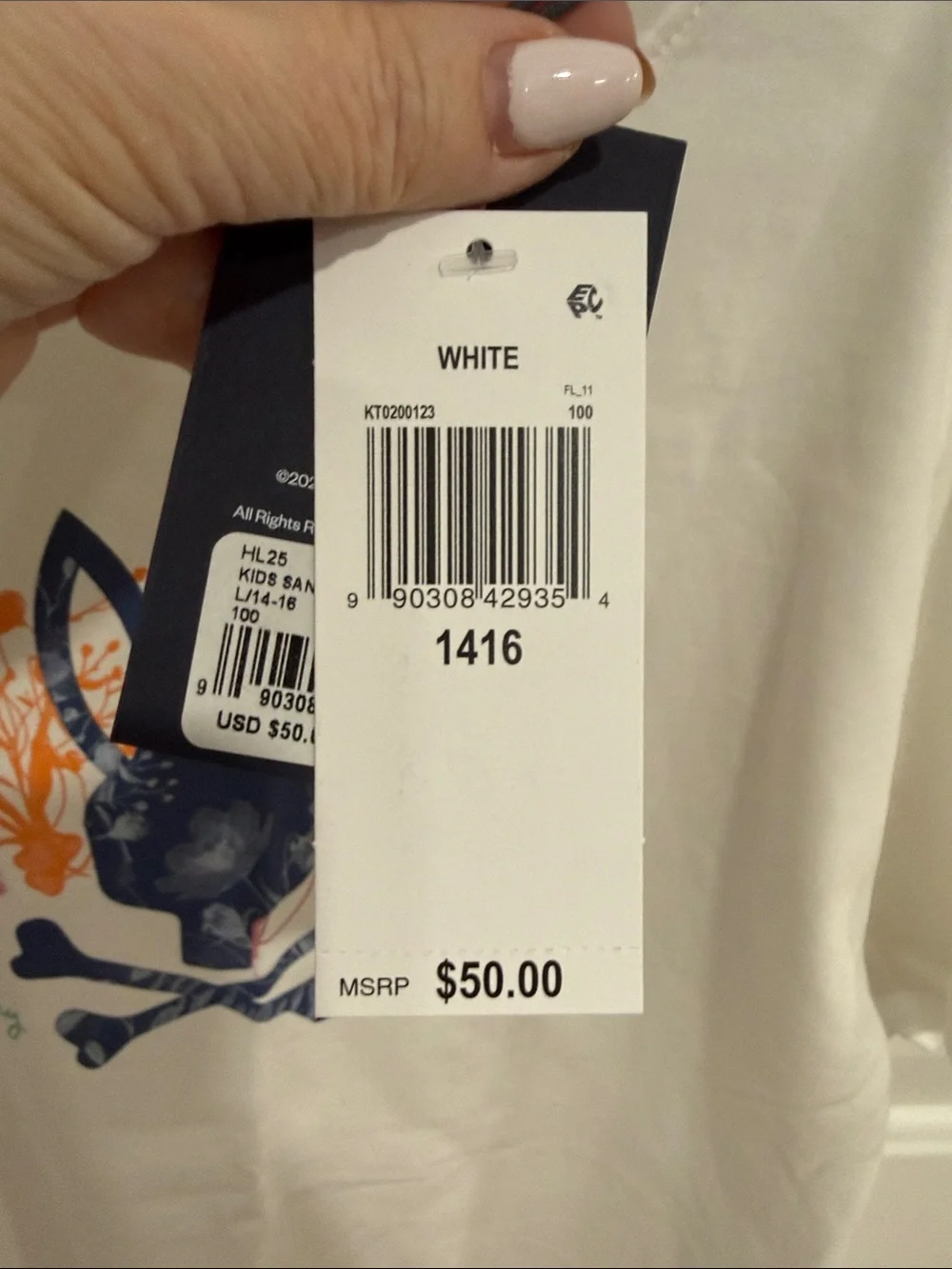 Psycho Bunny White Tee with Multicolor Bunny Skull Graphic